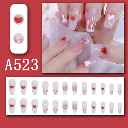 Summer fresh, sweet and cool style manicure, wearable nail pieces, French line blending, removable fake nail pieces, finished products wholesale