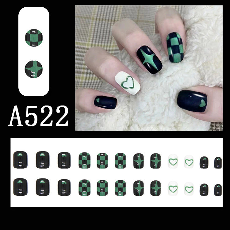 Summer fresh, sweet and cool style manicure, wearable nail pieces, French line blending, removable fake nail pieces, finished products wholesale