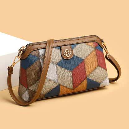 New Bohemian Crossbody Bag Niche Ethnic Design Women's Bag Shoulder Bag Spliced Color Crossbody Coin Mobile Phone Bag