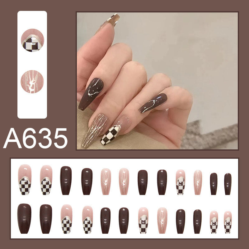 Summer and autumn gentle and simple pure lust style wearable nail patches printed solid color French style removable manicure fake nail patches wholesale