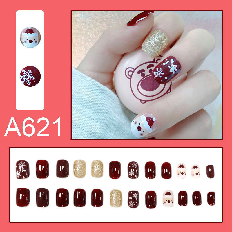 Summer and autumn gentle and simple pure lust style wearable nail patches printed solid color French style removable manicure fake nail patches wholesale