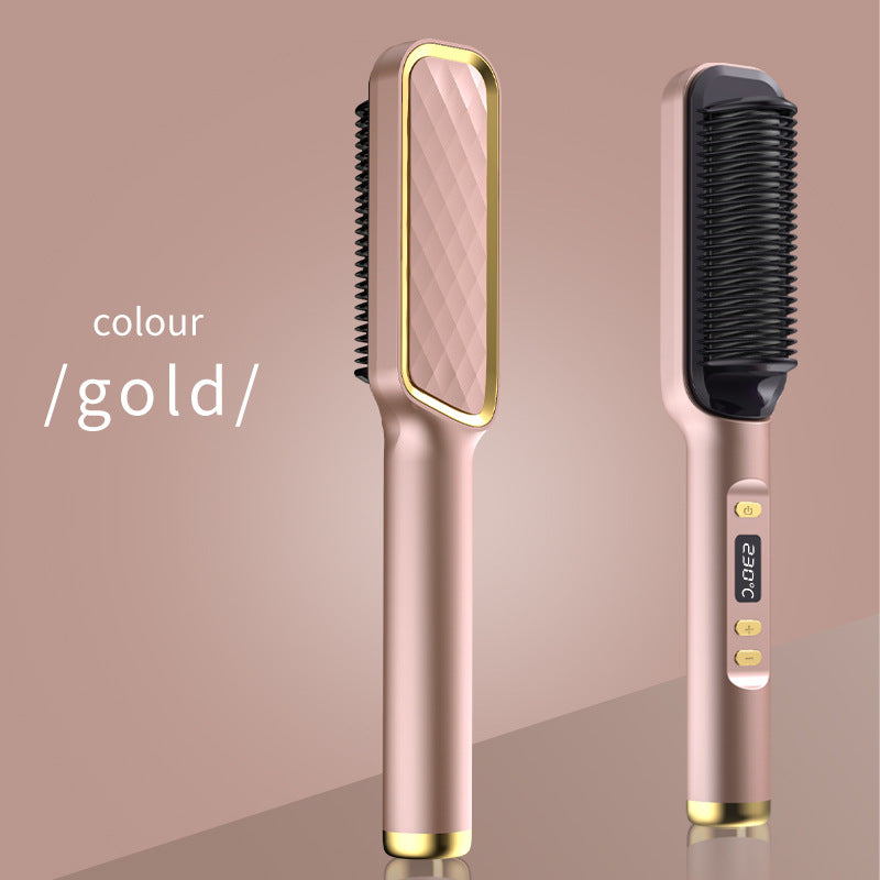 Hot selling LCD straight hair comb negative ion does not damage hair straight hair curly hair dual-purpose lazy curling iron hair straightener cross-border