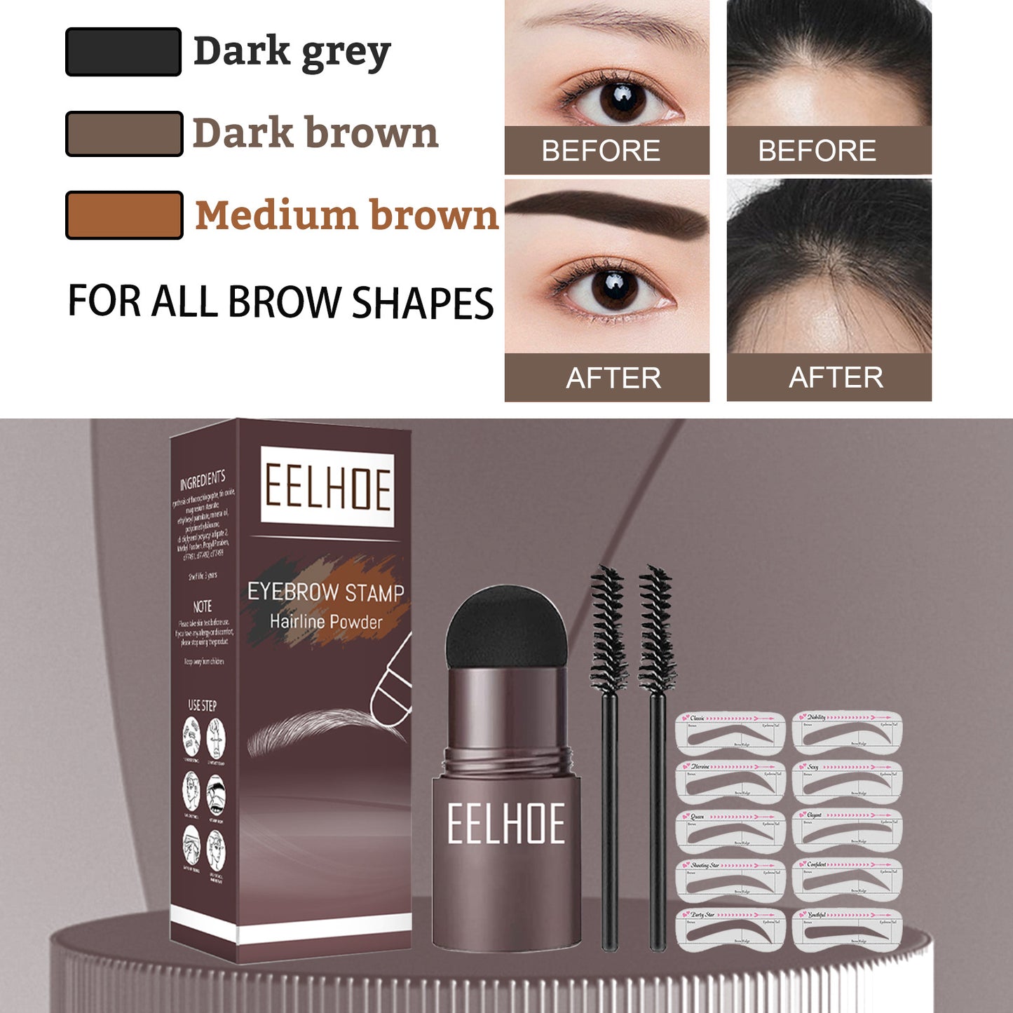 Eyebrow printing mold thrush artifact waterproof anti-sweat lazy eyebrow filling makeup eyebrow cake repair powder hairline powder