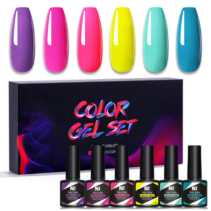 Nee Jolie cross-border new product wholesale 6 color box set nail polish glue set UV phototherapy glue base glue sealer