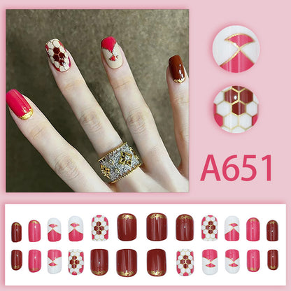 Autumn and winter gentle and pure desire simple style wearable manicure patches short, medium and long style white removable fake nail patches