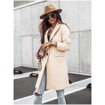 2021 independent station wish Amazon cross-border autumn and winter simple long-sleeved button woolen coat coat women's clothing