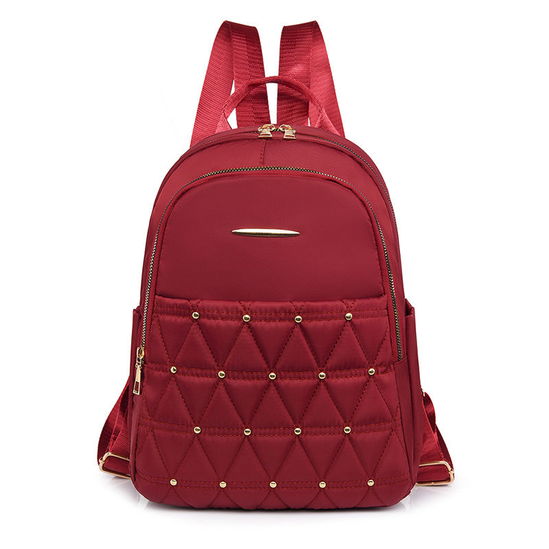 New women's bag cross-border Oxford cloth backpack large capacity fashion rhombus school bag fashionable simple solid color travel bag