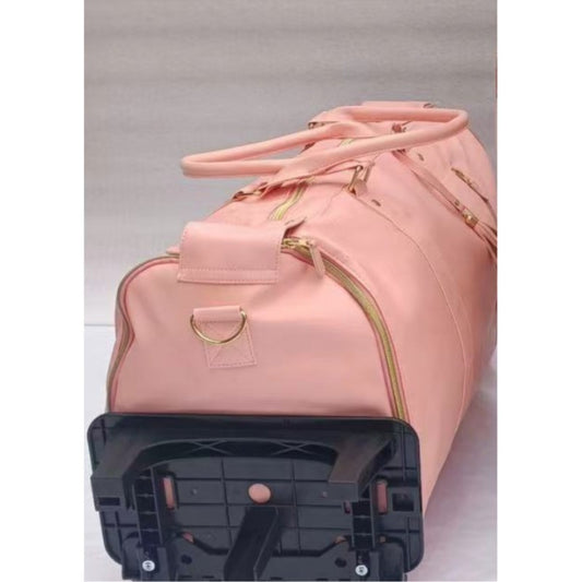 Ready-to-go travel foldable women's clothing luggage bag with trolley, outdoor fitness bag, multi-function overnight storage