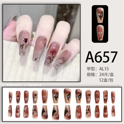 Autumn and winter gentle and pure desire simple style wearable manicure patches short, medium and long style white removable fake nail patches