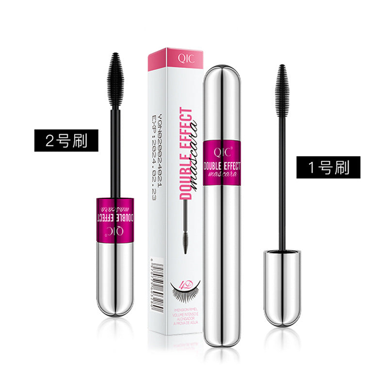 Cross-border Amazon QIC double-effect in-one mascara 4d waterproof slender thick one dual-purpose Japanese makeup