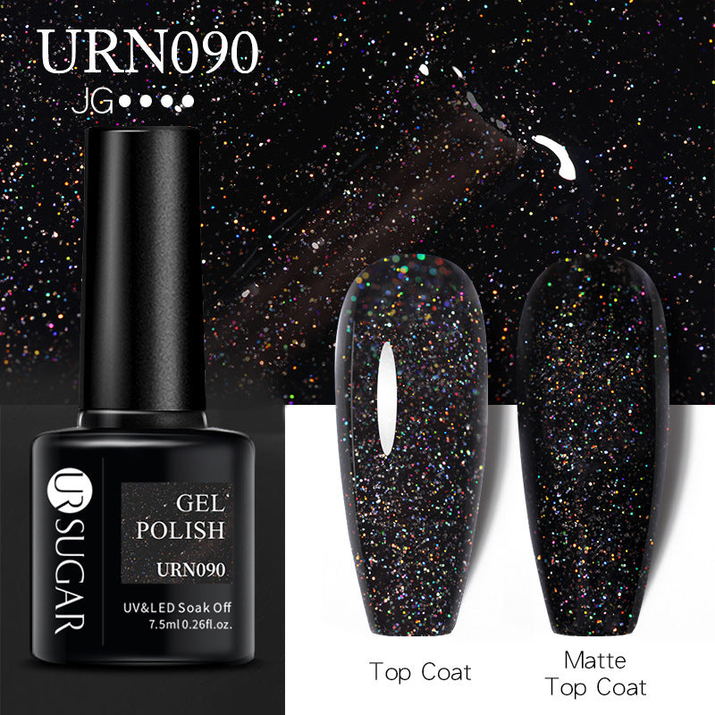 UR SUGAR a bottle of one-color nail polish glue 2021 new flash powder solid color glue matte seal layer net red style