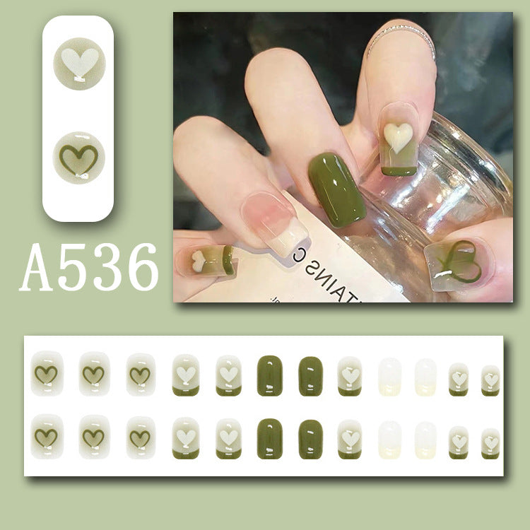 Summer fresh, sweet and cool style manicure, wearable nail pieces, French line blending, removable fake nail pieces, finished products wholesale