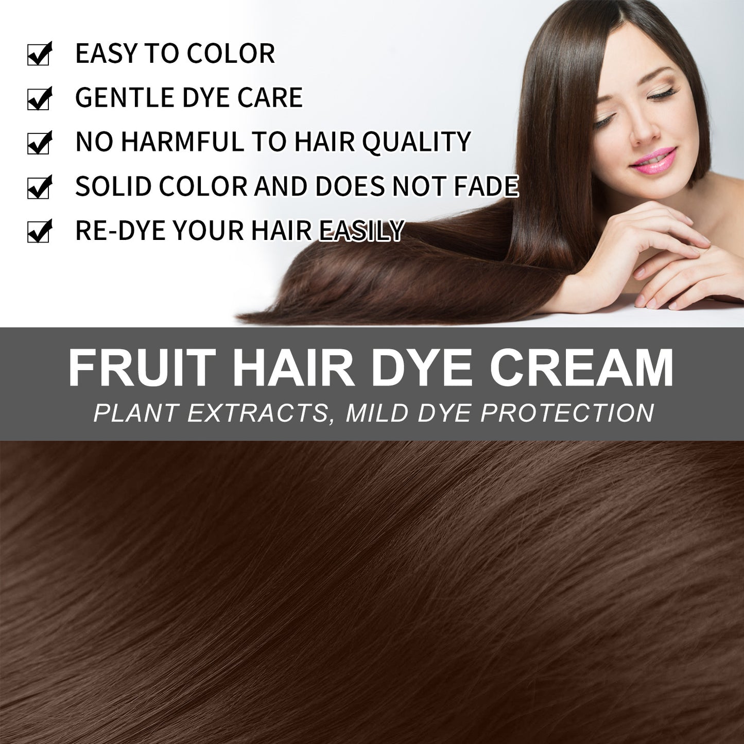 EELHOE Fruit and Vegetable Hair Cream, natural, mild, long-lasting, non-harming scalp, easy-to-color black hair hair cream