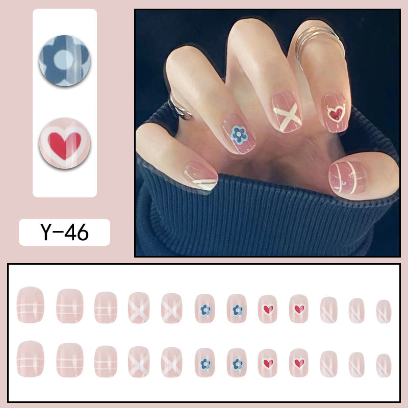 Y2 Wearable Manicure Removable Fake Nail Patch Internet Celebrity Girls Short Manicure Finished Product Cute Internet Celebrity New Style