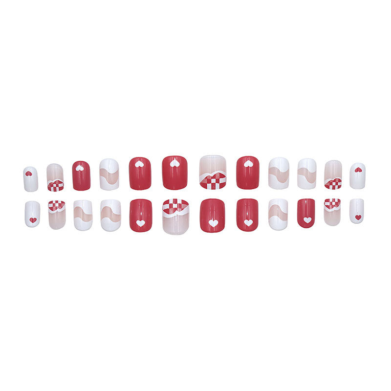 Summer fresh, sweet and cool style manicure, wearable nail pieces, French line blending, removable fake nail pieces, finished products wholesale