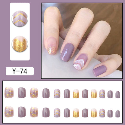 Y2 Wearable Manicure Removable Fake Nail Patch Internet Celebrity Girls Short Manicure Finished Product Cute Internet Celebrity New Style