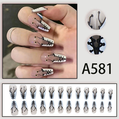 Winter fresh and simple pure lust style bride dance wear nails rainbow love rose fake nails wholesale