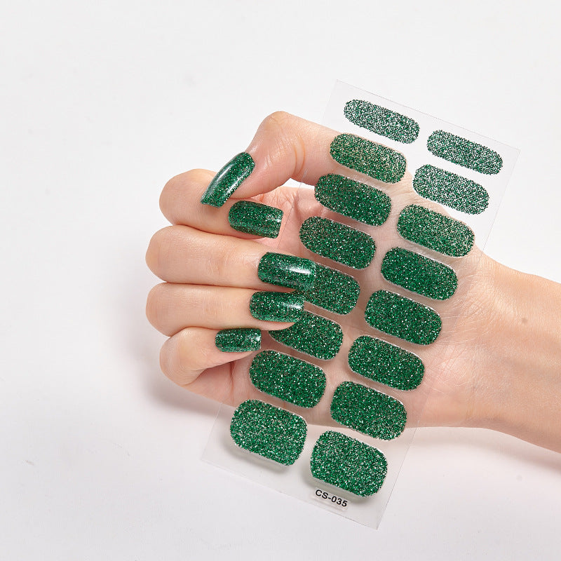 Amazon supply 16 small stickers gradient green onion powder nail art stickers Glitter powder nail art stickers can be combined