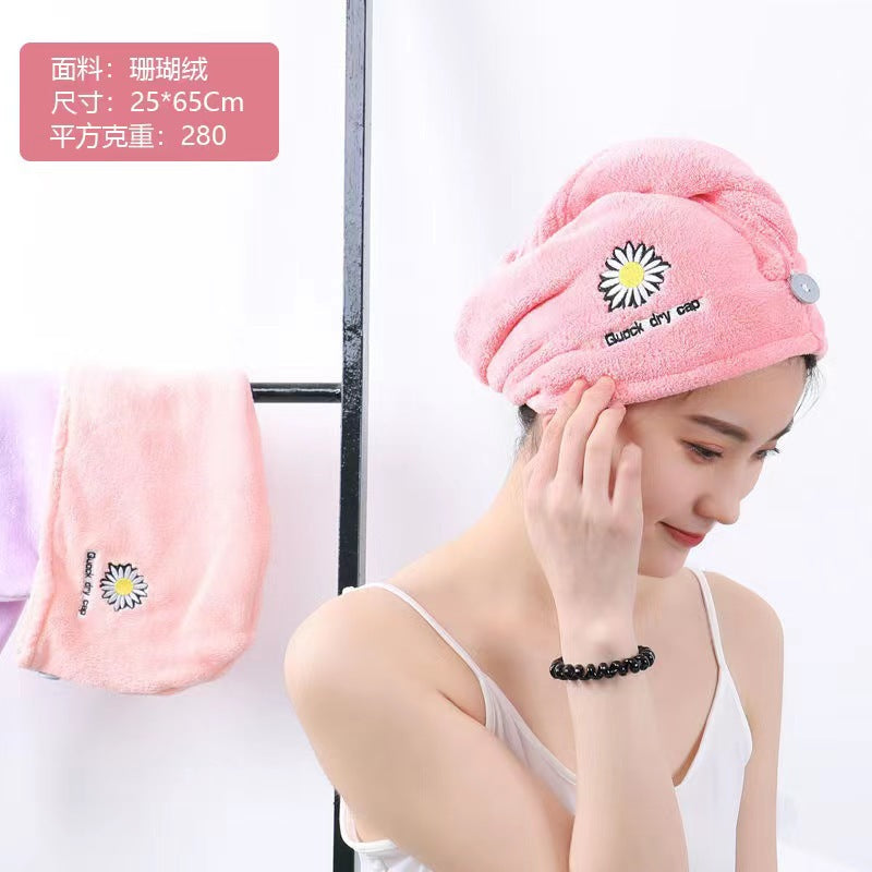 Dry hair cap female water-absorbing quick-dry wiping hair towel thickened turban long hair cute shower cap dry hair towel does not shed hair