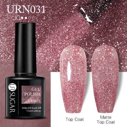 UR SUGAR a bottle of one-color nail polish glue 2021 new flash powder solid color glue matte seal layer net red style