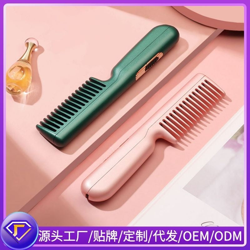 Cross-border portable straight hair comb USB hair straightener comb multi-functional curly hair straight hair dual-purpose comb for girls traveling.