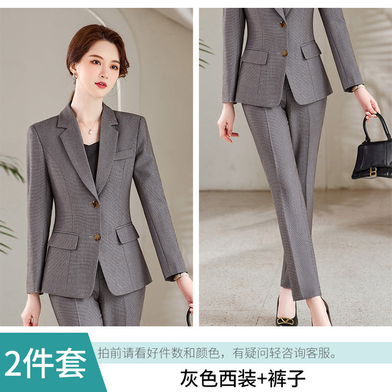 Suit jacket women 2022 new autumn and winter fashion women's clothing temperament goddess style gray professional suit two-piece suit