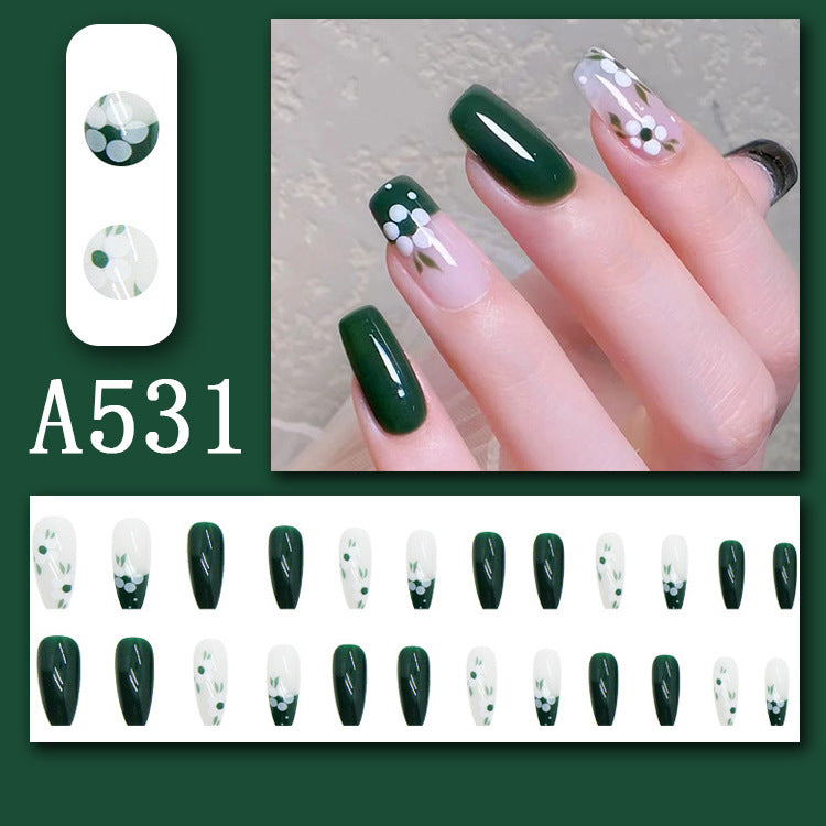 Summer fresh, sweet and cool style manicure, wearable nail pieces, French line blending, removable fake nail pieces, finished products wholesale