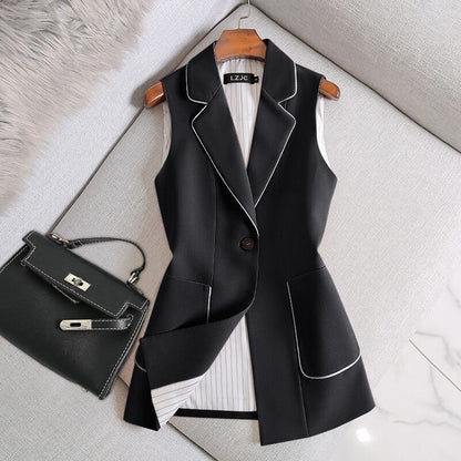 Plus Size Women's Clothing 2023 Autumn New Suit Vest Female Fat Sister Looks Thin Slim Body Covering Jacket Professional Vest