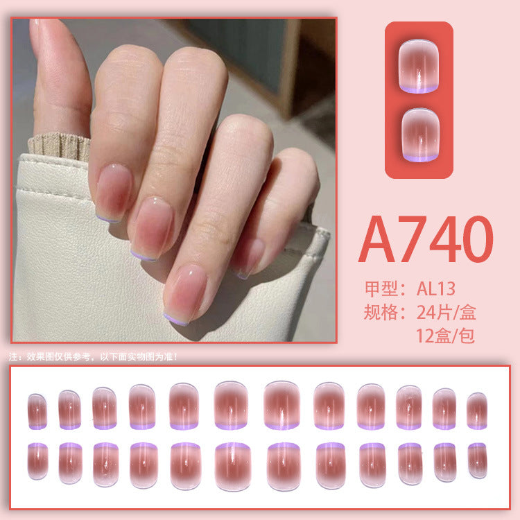 Fresh French flowers, cute ins wind, ice and transparent stars, long style, short style, white, high-end manicure and wearable nails