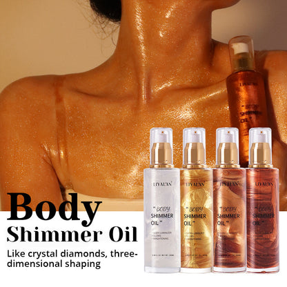 Amazon body luminous oil body shimmer oil face body trimming liquid high light oil export