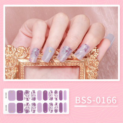 Cross-border 2023 European and American Gel Nail Sticker Waterproof 3D Bronzing Flower UV Phototherapy Semi-curing Nail Sticker Wholesale