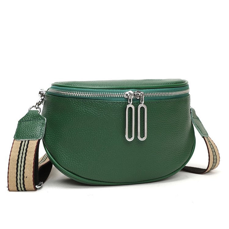 Genuine leather fashion saddle bag women's bag cross-border 2023 new crossbody bag double zipper first layer cowhide small bag shoulder bag