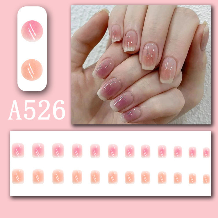 Summer fresh, sweet and cool style manicure, wearable nail pieces, French line blending, removable fake nail pieces, finished products wholesale