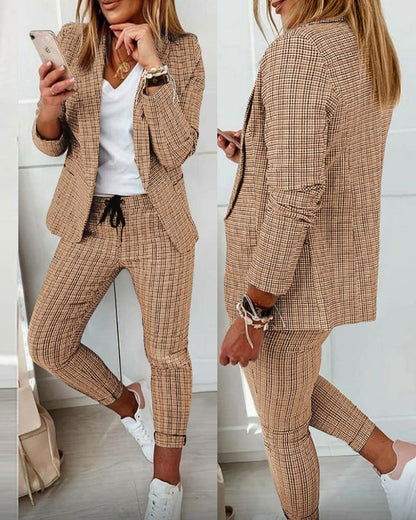 2023wish Amazon Independent Station New Plaid Casual Suit Suit Women's Clothing