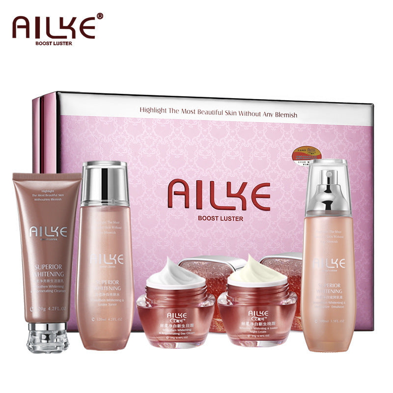 Ailke export silk soft whitening facial kit moisturizing moisturizing skin care repair skin lightening fine lines set