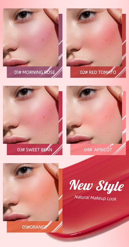 QiBest liquid blush, silky and natural makeup, brightening, moisturizing rouge blush, not easy to fade, rouge powder cream