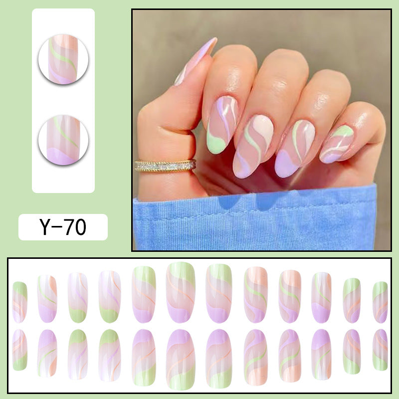 Y2 Wearable Manicure Removable Fake Nail Patch Internet Celebrity Girls Short Manicure Finished Product Cute Internet Celebrity New Style