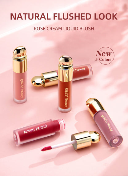 QiBest liquid blush, silky and natural makeup, brightening, moisturizing rouge blush, not easy to fade, rouge powder cream