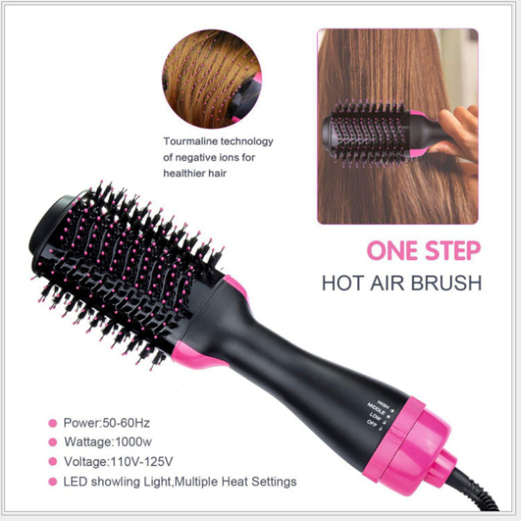 Factory stock wholesale function hot air comb 2 in 1 negative ion hair care fluffy curling iron straight hair comb hair dryer comb