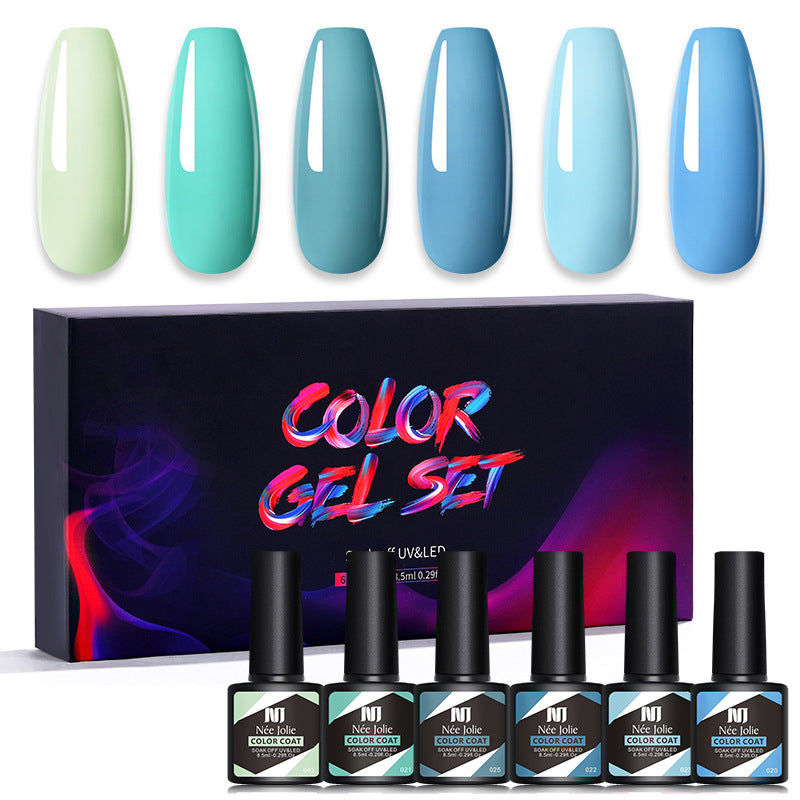 Nee Jolie cross-border new product wholesale 6 color box set nail polish glue set UV phototherapy glue base glue sealer