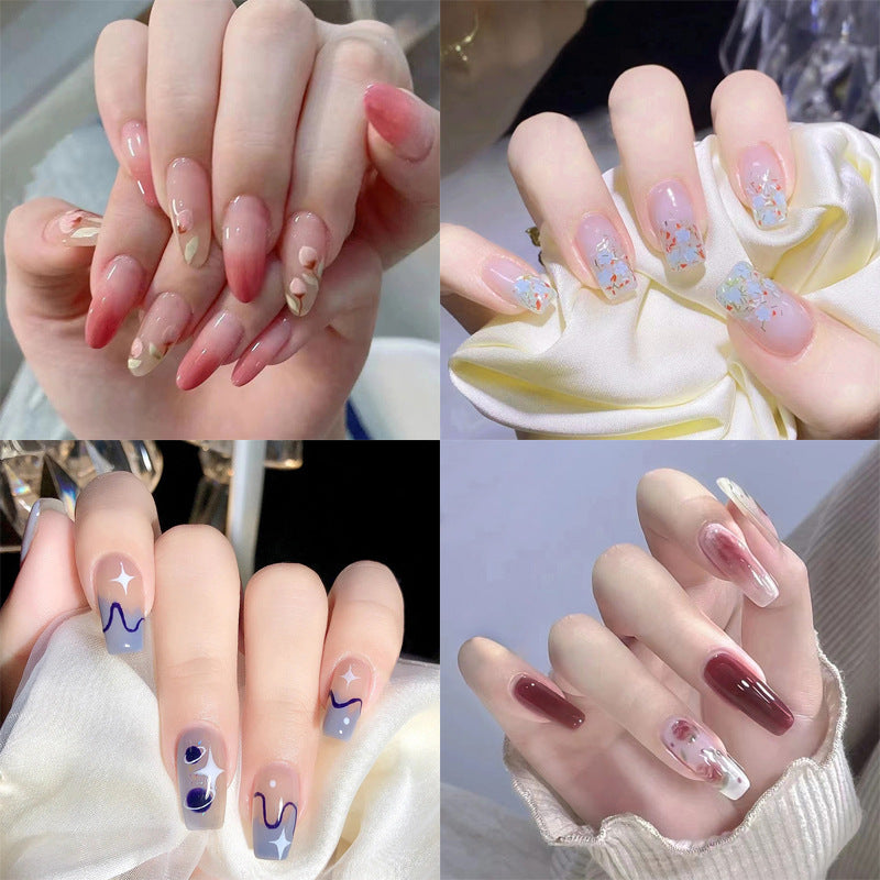 Winter fresh and simple pure lust style bride dance wear nails rainbow love rose fake nails wholesale