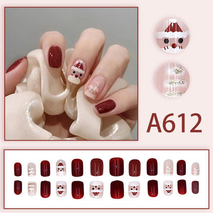 Summer and autumn gentle and simple pure lust style wearable nail patches printed solid color French style removable manicure fake nail patches wholesale