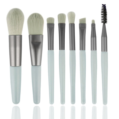 8 Mini Makeup Brush Set Morandi Portable Soft-Bristled Beginner Makeup Tool Set