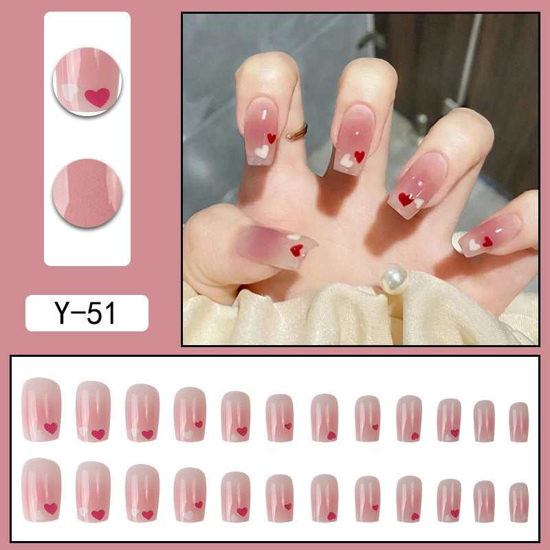 Y2 Wearable Manicure Removable Fake Nail Patch Internet Celebrity Girls Short Manicure Finished Product Cute Internet Celebrity New Style