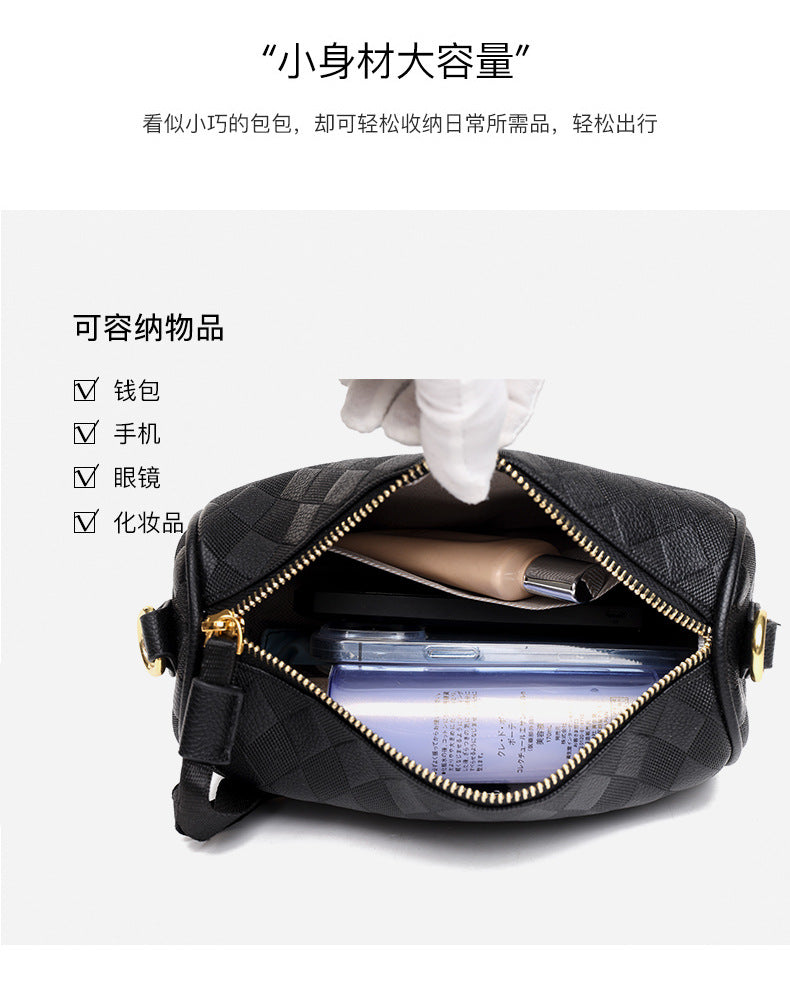 Cross-border leather women's bag large-capacity moon bag cowhide mobile phone bag one-shoulder diagonal high-end live broadcast is exclusively for the niche