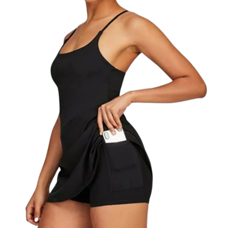 2023 New European and American Golf One-piece Tennis Skirt Sleeveless Backless Sports Fashion Casual Jumpsuit Women's Clothing