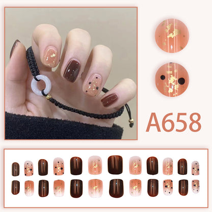 Autumn and winter gentle and pure desire simple style wearable manicure patches short, medium and long style white removable fake nail patches