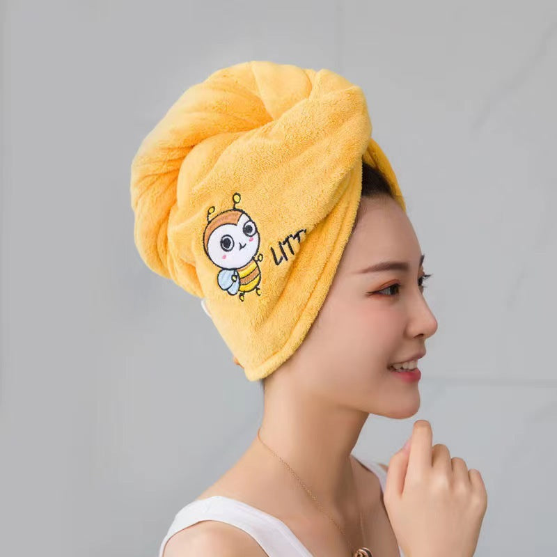 Dry hair cap female water-absorbing quick-dry wiping hair towel thickened turban long hair cute shower cap dry hair towel does not shed hair