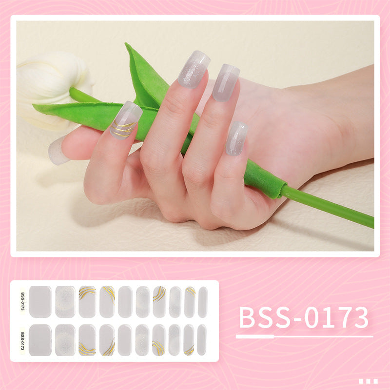 Cross-border 2023 European and American Gel Nail Sticker Waterproof 3D Bronzing Flower UV Phototherapy Semi-curing Nail Sticker Wholesale