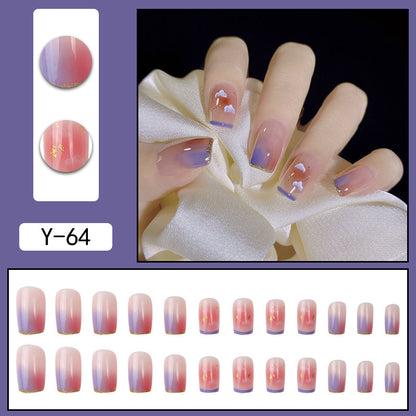 Y2 Wearable Manicure Removable Fake Nail Patch Internet Celebrity Girls Short Manicure Finished Product Cute Internet Celebrity New Style